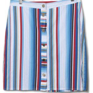 Brooks Brothers Women Striped Silver Button Cotton Straight Skirt Size 8